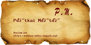 Pátkai Máté névjegykártya